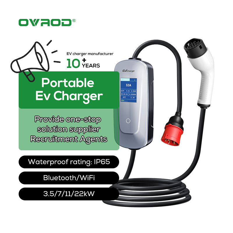 Type 2 Portable Ev Charger 11Kw Cee - شاحن سيارة كهربائية محمول Ovrod بقوة